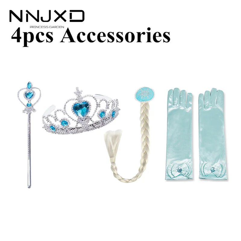 Wig-Hair Accessories-Set Tiara-Gloves Magic-Wand Cosplay-Queen Girls Princess Kids Party