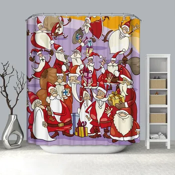 

Household Christmas Print Shower Curtain For Bathroom Christmas Decorations For Home Shower Curtain Washable Festive Navidad