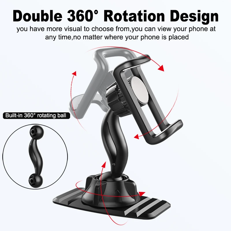 XMXCZKJ Dashboard Mount Phone Holder in Car Flexible Clip Double 360 Degree Stand Bracket Support For 4 to 6.5 inch Mobile phone