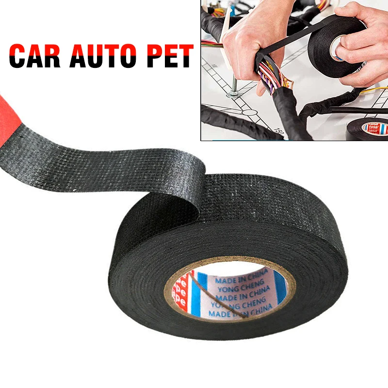 19mm x 15M Adhesive Cloth Fabric Tape Cable Loom Wiring Harness For Car Auto PET 