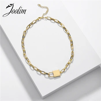 

Joolim Paperclip Chain Choker Necklace Padlock Pendant Necklace 2020 Trend Necklace Gold & Silver Color Good Polish Jewelry