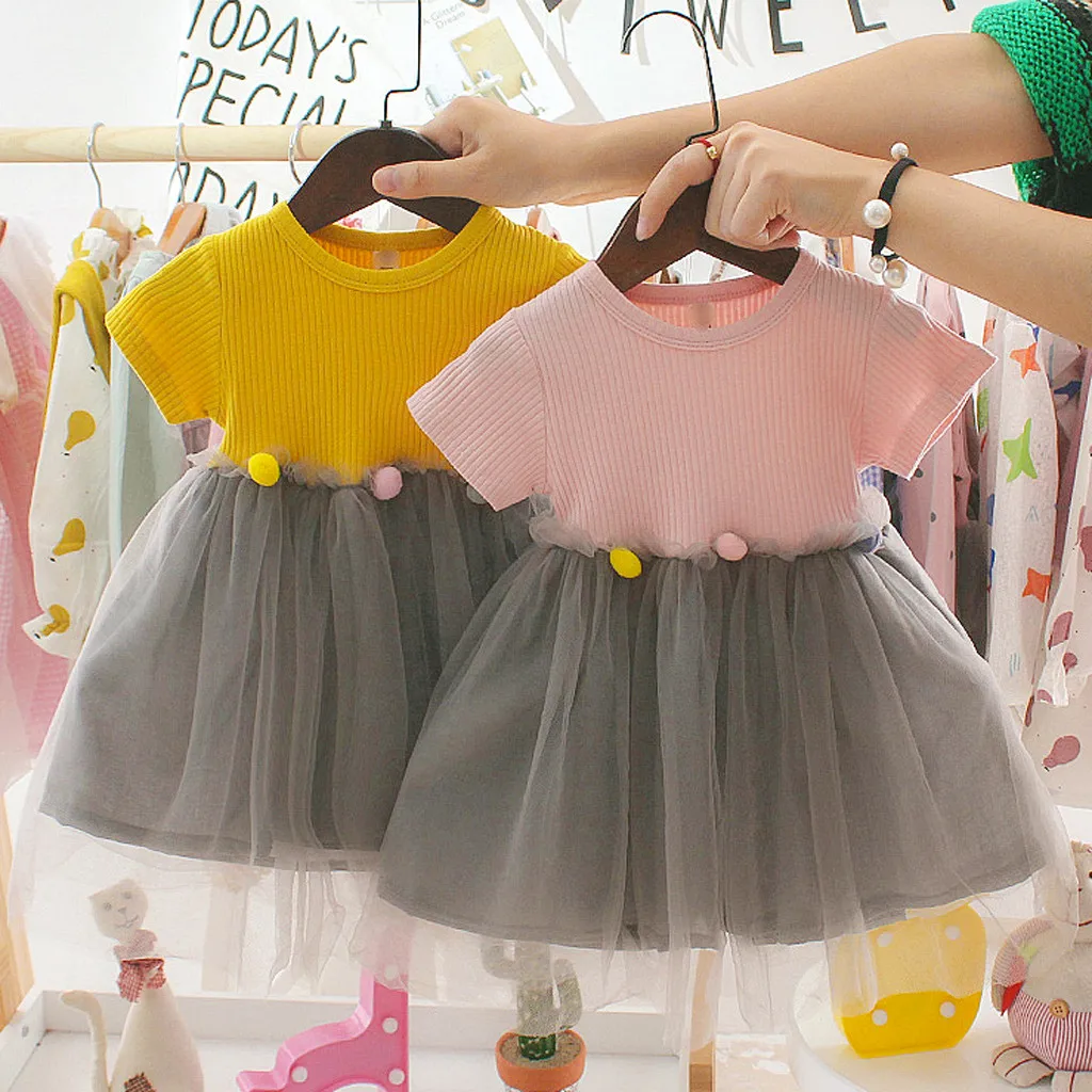 New Fashion Spring Dresses Toddler Kids Baby Girls Princess Outfits Patchwork Tutu Tulle Party Clothes Girl Hot | Детская одежда и