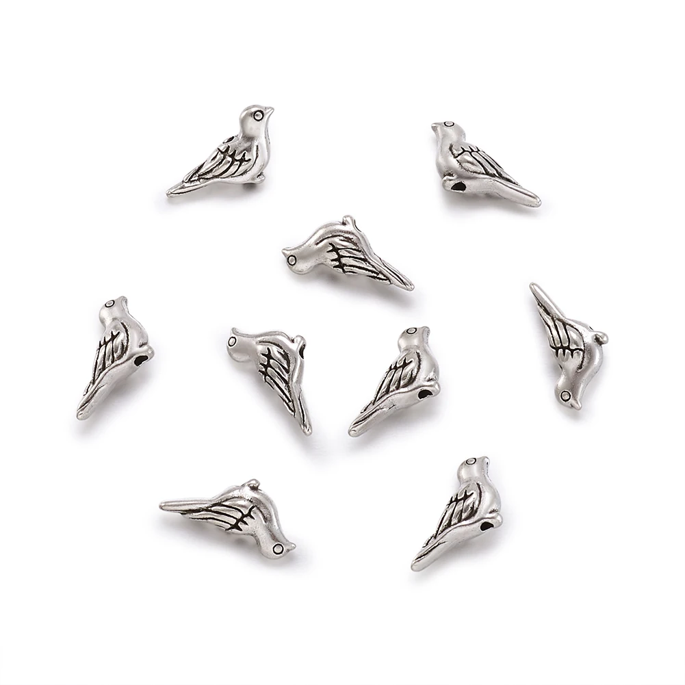 

50pcs Antique Silver Color Bird Tibetan Alloy Beads Metal Spacer Beads for Jewelry Making DIY Charm Bracelet Accessories