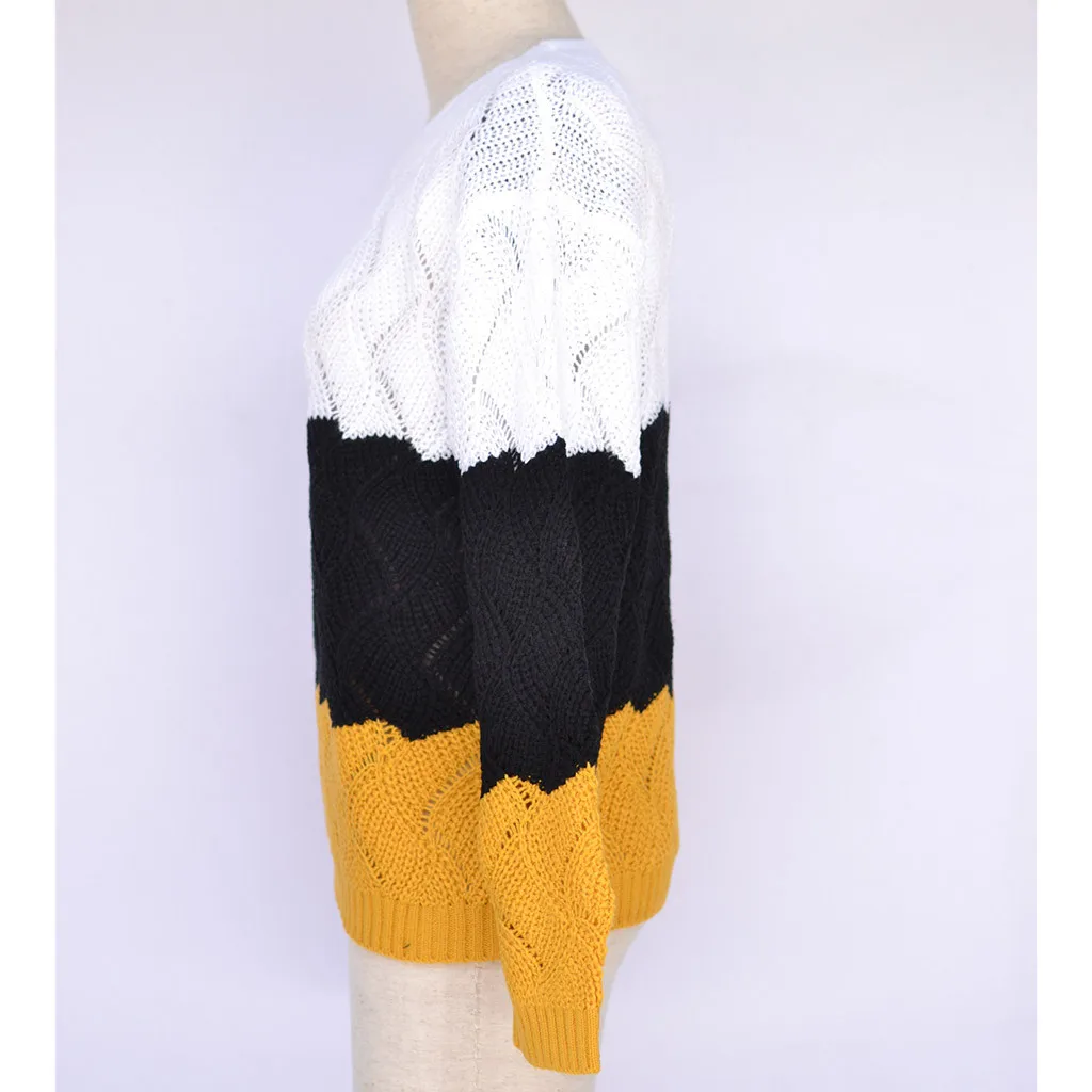Осенний модный свитер, пуловер, Женский вязаный свитер с длинными рукавами, женская вязаная блузка, топы, трикотаж, Mujer, джемпер
