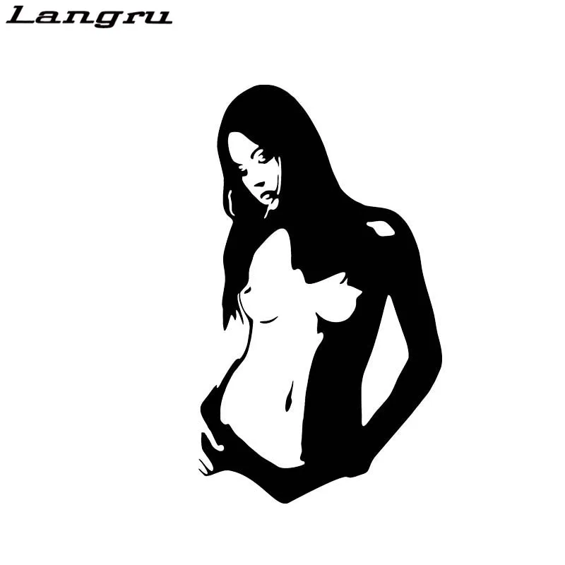 

Langru Sleepy Naked Sexy Girl Black/Silver Vinyl Decals Covering The Body Fashion Popular Car Accessories Jdm
