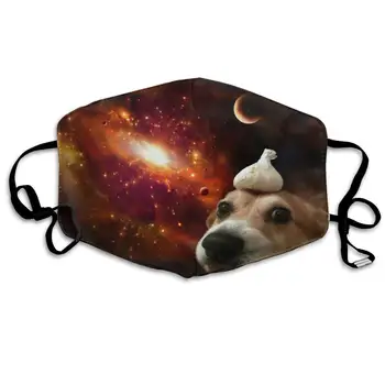 Dog On Space Dust Mask, Reusable Washable Mouth Masks, Adjustable Warm Face Mask Unique Cover Filters Blocking Pollen Pollution woodyknows super defense nasal filters 2nd generation nose masks pollen allergies dust allergy relief no pm2 5 air pollution