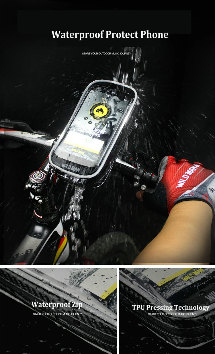 Bike Bicycle Phone Bag Rainproof TPU Touch Screen Cell Phone Holder Bicycle Handlebar Bags MTB Frame Pouch Bag 2017 (4)