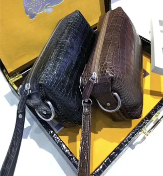 

Authentic Real Crocodile Belly Skin Zipper Closure Men's Soft Wristlets Bag Genuine Alligator Leather Male Small Clutch Purse