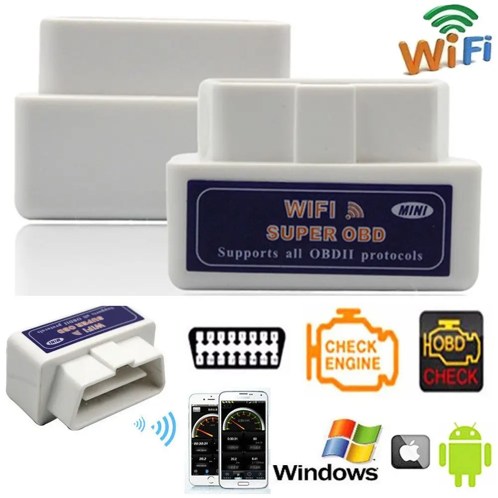 Мини ELM327 Wi Fi OBD2 OBDII WiFi для iPhone Android PC Автомобильный диагностический