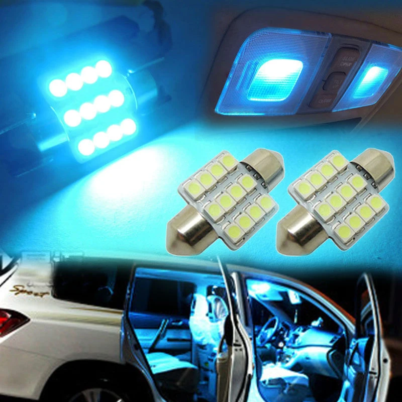 2шт 31 мм длина 12-SMD 5050 гирлянда светильник светодиодный лампы салона автомобиля