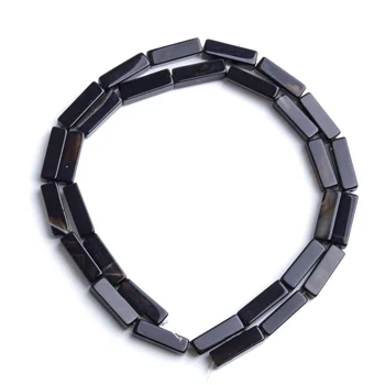 

Lin Xiang Natural Stone 4x13mm Black Onyx Rectangular Column Rectangular Square Loosely Spaced Bead Septa Bead DIY Necklace