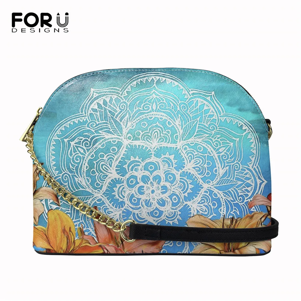 

FORUDESIGNS Mandala Tropical Flower Brand Designer Women Pu Leather Handbag Ladies Casual Shell Bag With Zipper Bolsa Femininas