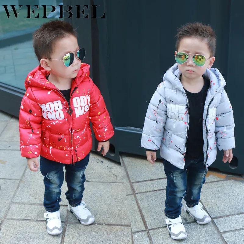 WEPBEL/Зимняя Детская тонкая хлопковая стеганая куртка; Ультра-светильник; пуховики для мальчиков и девочек; детская куртка с капюшоном