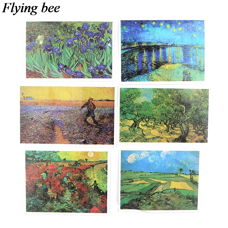 Flyingbee 36 шт. Ван Гог не повторяющиеся наклейки s художественная живопись водонепроницаемый стикер для автомобиля багаж ноутбук DIY Наклейка Спальня X0617