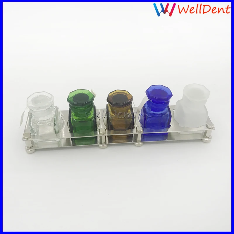 5pcs Dental Medicine Glass Bottles with Stainless Steel Placer Holder Dentist | Красота и здоровье