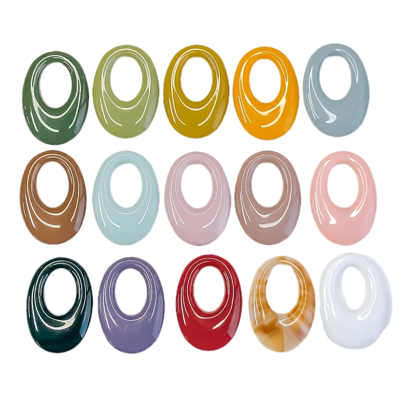 Acrylic Oval Shape Pendant Accessories Ear Drop Mixed Colors Necklace Charms Wholesale Jewelry Making Finding Diy Material 10pcs | Украшения