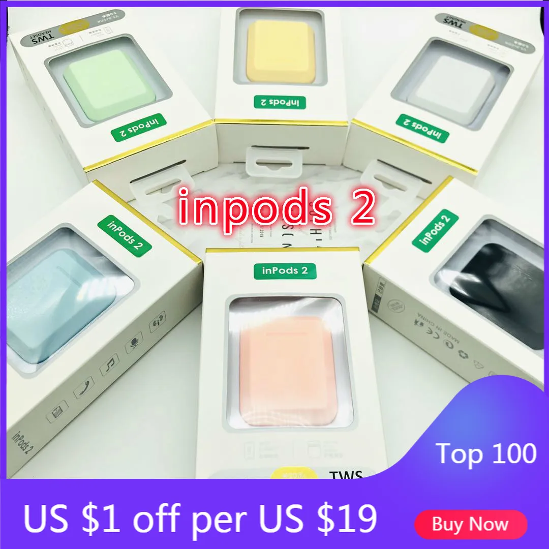 

New Inpods 2 Wireless Bluetooth 5.0 Earphone TWS Headphone Mini Earbuds With Charging Case For iOS/Android Phone Sport Headset