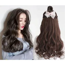 LANLAN женские длинные вьющиеся волосы большая волна один кусок натуральный набор париков u-образный бесшовный парик для наращивания волос милый головной убор