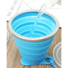 2/4 шт. 270 мл спорт стакана воды силиконовая складная дорожная кружка Складная чашка с крышкой выдвижной Портативный Открытый Кружка