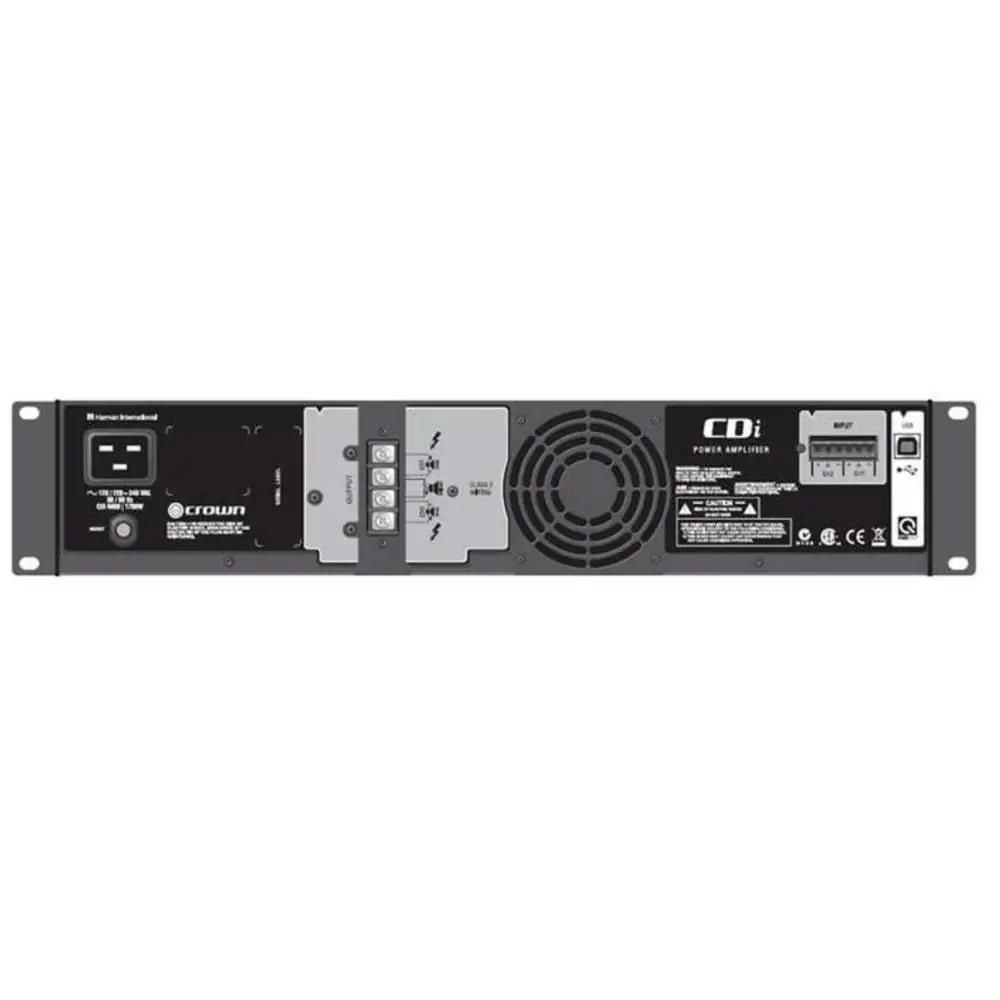 Crown CDi6000 2 채널 전력 증폭기, 온보드 DSP, 70V, 100V, 140V 작동, 사용자 정의 프리셋, 4 옴, 2100W