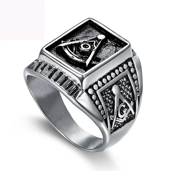 

Freemasonry AG Finger Rings Top Titanium Steel Rings Casting Rings Jewelry Weeding Engagement Anniversary Party Gifts For Men