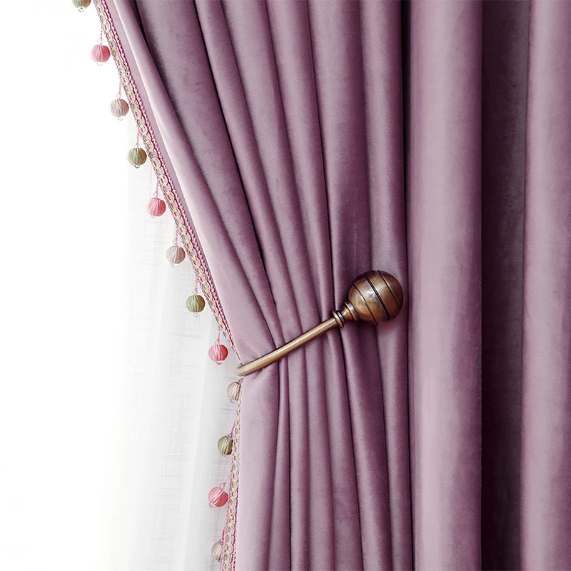 

Luxury Simple Modern Curtains High-grade Solid Color Flannel Windows Curtains for Living Room Shade Finished Curtain Fabric