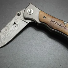 Дамасский Тигр Складной нож Browning охотничий нож для выживания 8Cr стальное лезвие+ деревянная ручка инструмент для кемпинга Открытый EDC инструмент