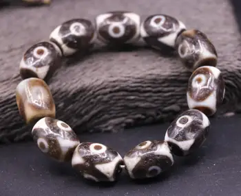 

Magic Power Tibetan Old Agate 3 Eye Tiger Tooth Vein dZi Bead Amulet Bracelet 4A LKbrother Sauces Top Quality Garrentee