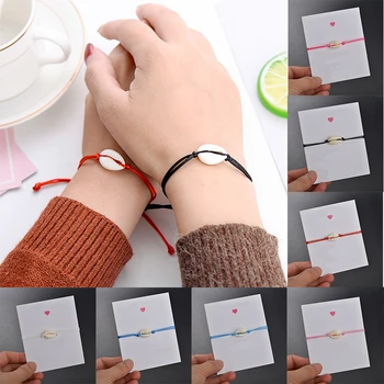

Nature Shell Charm Bracelet Kraft Paper Wish Card Gift Handmade Red String Bracelets Chain for Lover Women Men Kids Girl Jewelry