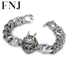 FNJ браслет в стиле панк с животным драконом, серебро 925 пробы, большой размер 14 мм, 20 см, для мужчин,, чистый S925, тайские серебряные браслеты для мужчин, ювелирное изделие