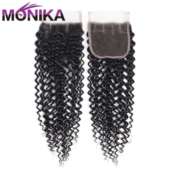

Monika Hair Peruvian Closure Kinky Curly Closure Human Hair Lace Closure 4x4 Free/Middle/3 Part Hair Weave Closures Non-Remy