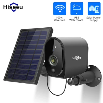 

Hiseeu 1080P Solar Panel Rechargeable Battery Wireless IP Camera Waterproof CCTV Security Camera WIFI two-way audio PIR Dectect