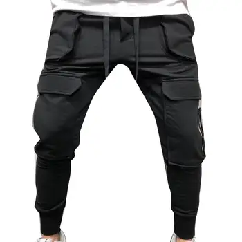

New 2019 Casual Joggers Pants Solid Color Men Cotton Elastic Long Trousers Military Army Cargo Pants Men Leggings Cargo Pants