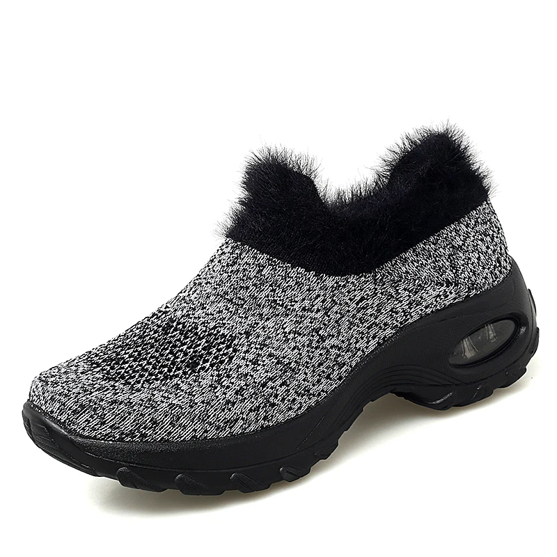 STS/женская зимняя обувь; зимняя обувь на меху, сохраняющая тепло; женская повседневная обувь; водонепроницаемый светильник; увеличивающая рост плюшевая уличная прогулочная обувь - Цвет: grey