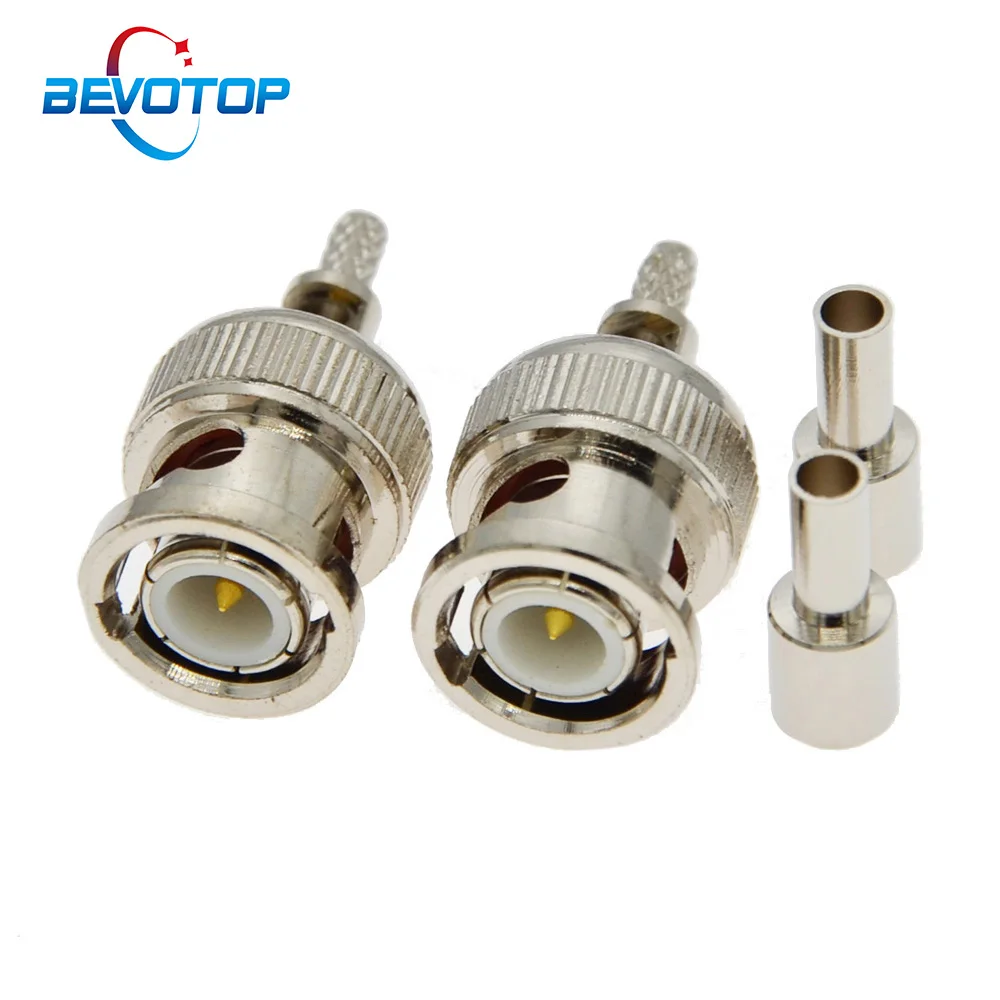 

100pcs/lot BNC Male Plug Window Q9 Crimp RG174 LMR100 RG316 Cable RF Connector BNC Connector