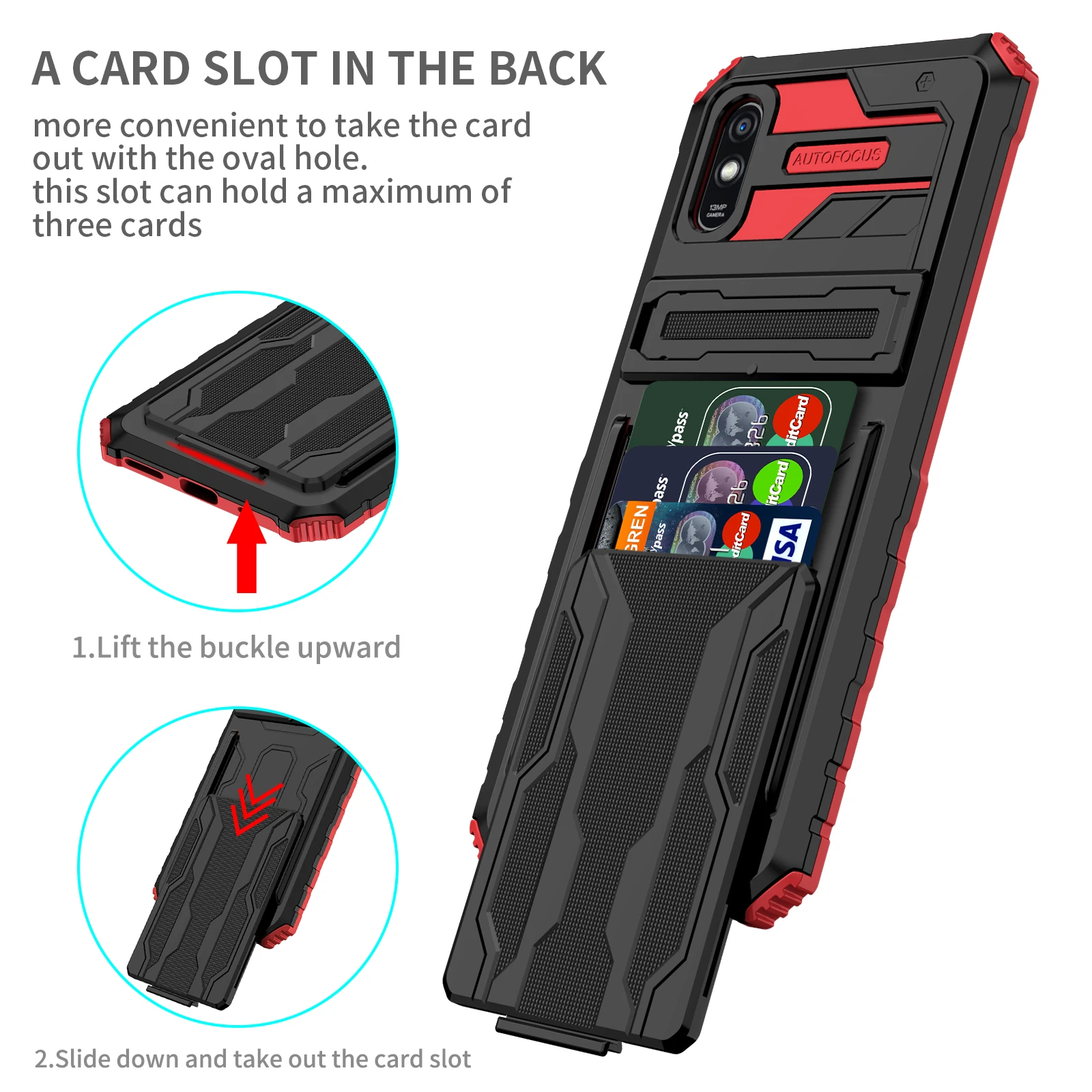 Card Bag Holder Phone Case For Xiaomi Redmi Note11 11pro 11pro+ 10 9 9C 9s 9A 9T Fully Wrapped Anti Seismic Shatterproof Cover images - 6