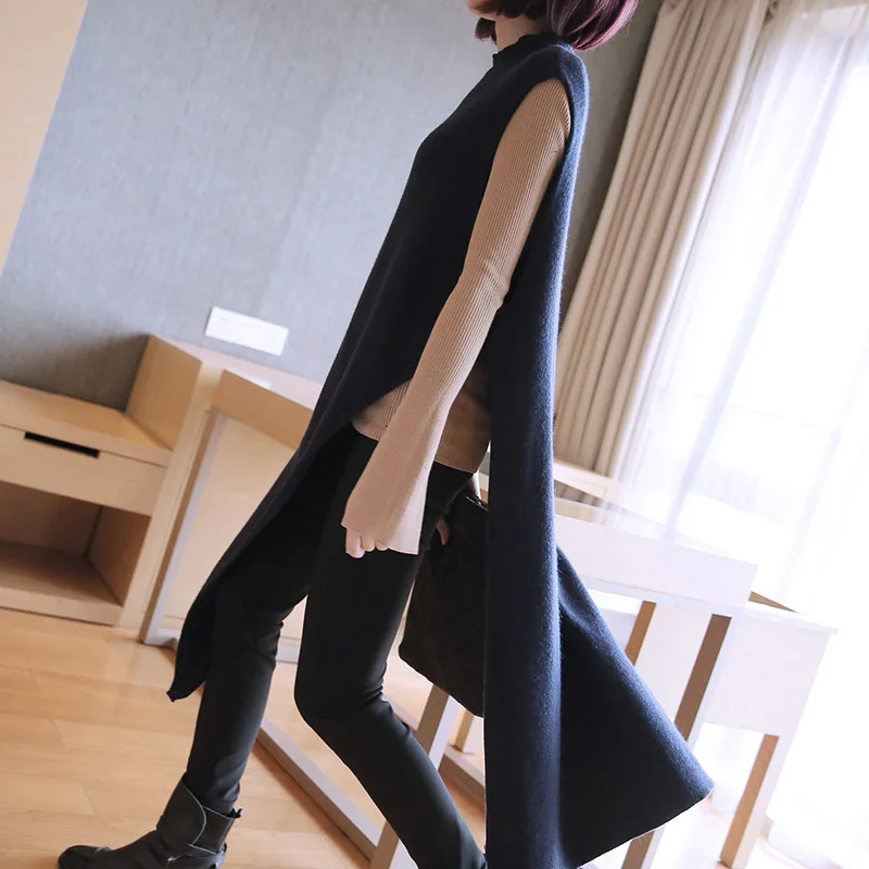 [XITAO] женское платье в европейском стиле,, осень, зима, одноцветное, модное, без рукавов, женское, водолазка, длина до колена, трикотажное платье, XWW1536