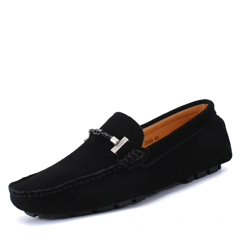 Повседневная обувь из натуральной кожи; мужские лоферы; дорогой итальянский бренд; модные дизайнерские мокасины для мужчин; обувь для вождения; Цвет Красный; PUTILER - Цвет: black loafers men