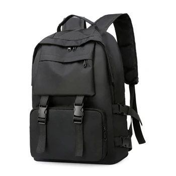 

New Men Backpack Black Laptop Back Pack Large Capacity Stundet Backpacks Pleated Casual Style Bag Water Repellent