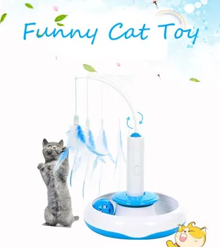 

Papipet Turntable Funny Cat Toy Supplies Electric Rotating Feather Play Cat Tray Interactive Toy Funny Cat Stick