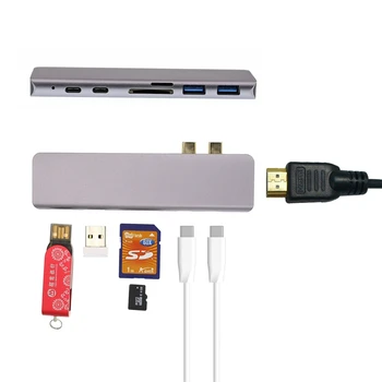 

USB-C Dock to HDMI HDTV 4K Adapter USB Type-C Hub with PD Power TF SD Card Reader USB 3.0 for MacBook Pro/Air 2019
