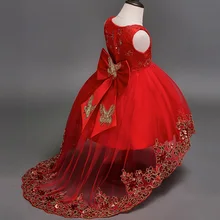 С вышивкой для девочек; элегантное платье большой бант Детские платья для девочек, Костюмы вечерние свадебное платье-пачка для девочек, платье принцессы для детей возрастом от 3 до 10 для детей 12 лет