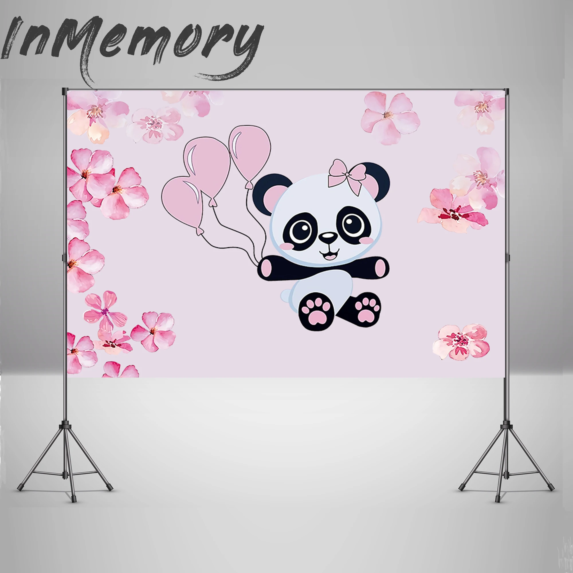 Panda Animal Children 1st Birthday Party Backdrop Pink Flower Baby Shower Girl Photography Background For Photo Studio Photocall |