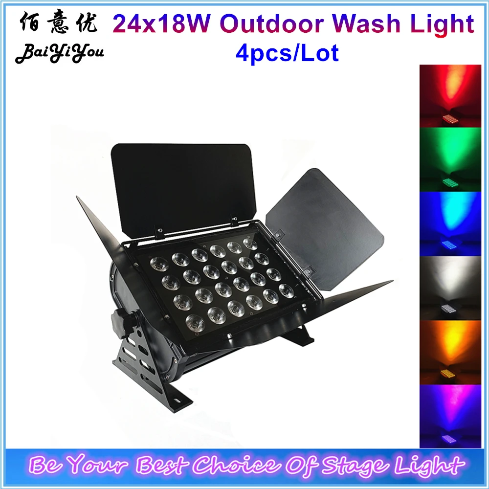 4 шт./лот наружное использование 24x18 Вт RGBWA + UV 6 в 1 IP65 диско-украшение светодиодный