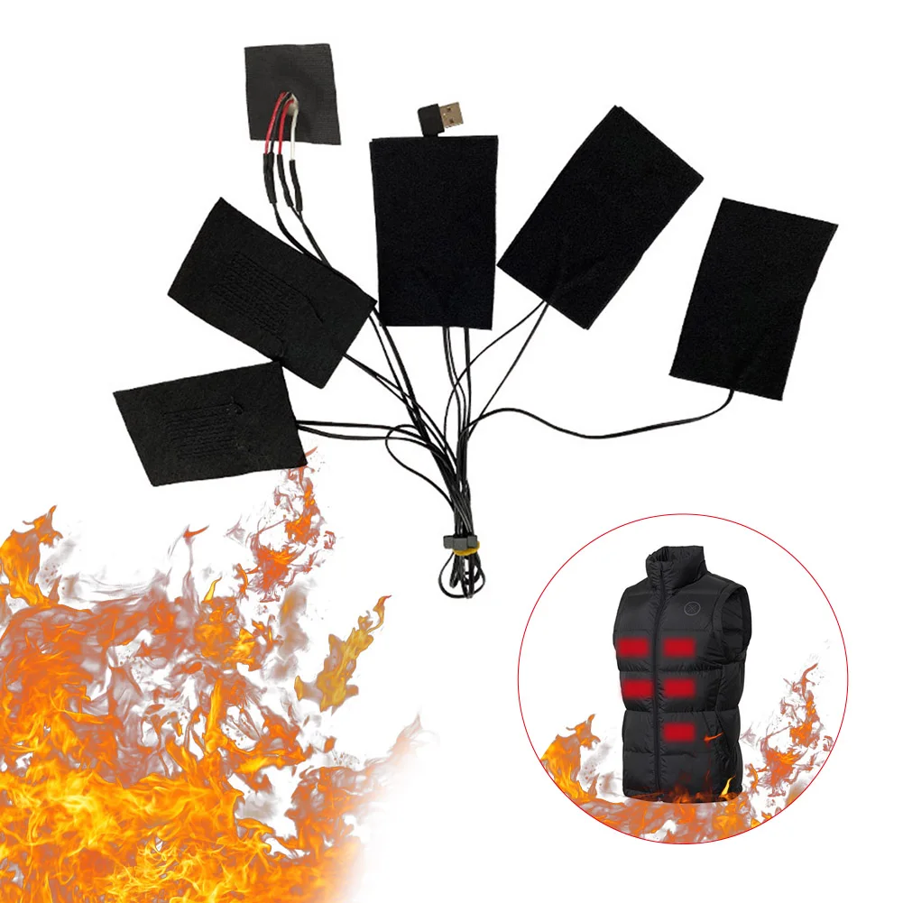 

2020 New 1 Set USB Electric Heated Jacket Heating Pad Outdoor Themal Warm Winter Heating Vest Pads for DIY Heated Clothing