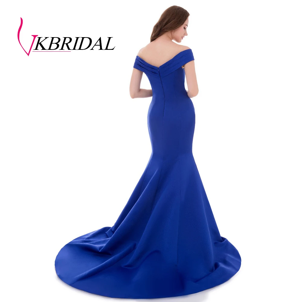 VKBRIDAL элегантное с открытыми плечами Королевский синий формальное платье русалки вечернее платье для женщин robe de soiree