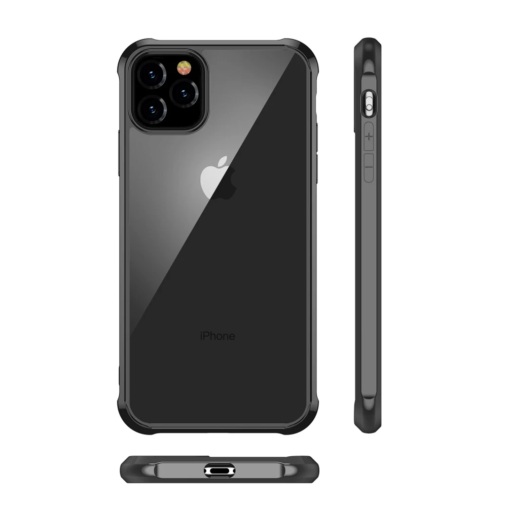 Противоударный чехол-бампер с желейной рамкой для iphone 11 Pro Max XR Xs X 7 8 Plus, прозрачный жесткий чехол с защитой камеры