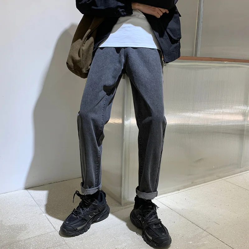 

Spring New Style Jeans Men Popular Brand Loose Straight Pants Hong Kong Style Youth Retro Casual Light Straight-leg Trousers