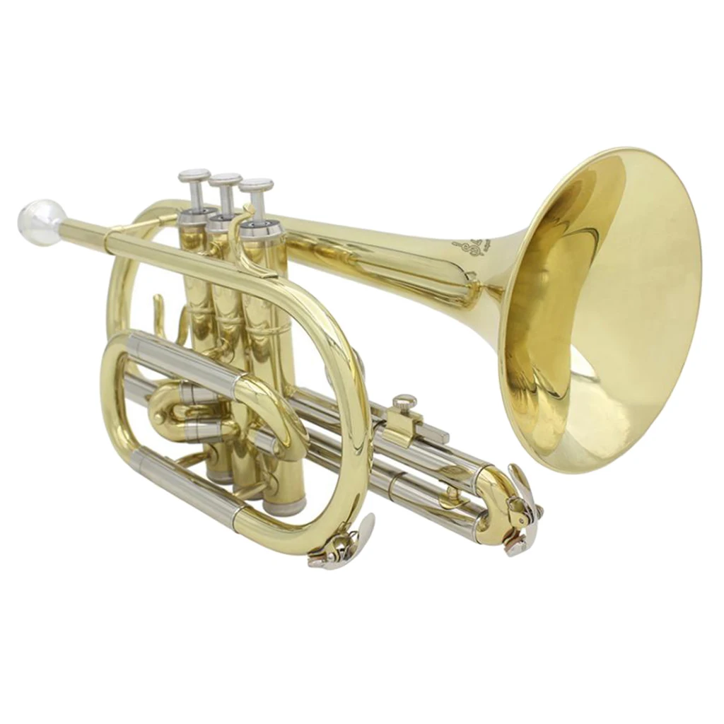 LADE Professional Bb Flat Cornet Brass Instrument with Carrying Case Gloves