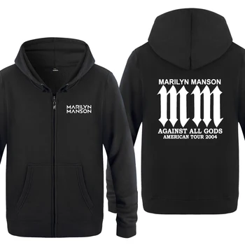 

Against All Gods Marilyn Manson Rock Rap Sweatshirts Men 2018 Mens Zipper Hooded Fleece Hoodies Cardigans